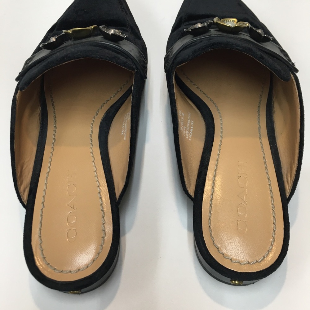 Coach Velvet Tointy Toe Slip On Mules 7.5 Black - Picture 9 of 16